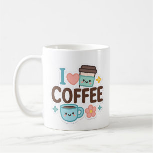 I Love Coffee Cute Kawaii Sticker – Adorable Coffe Coffee Mug