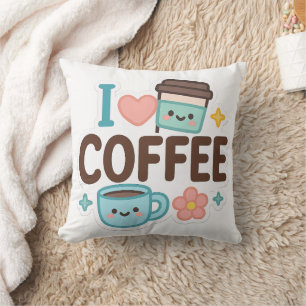 I Love Coffee Cute Kawaii Sticker – Adorable Coffe Cushion
