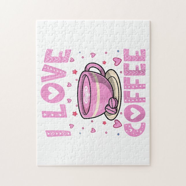 I Love Coffee - Funny Coffee Drinker Caffeine Addi Jigsaw Puzzle (Vertical)