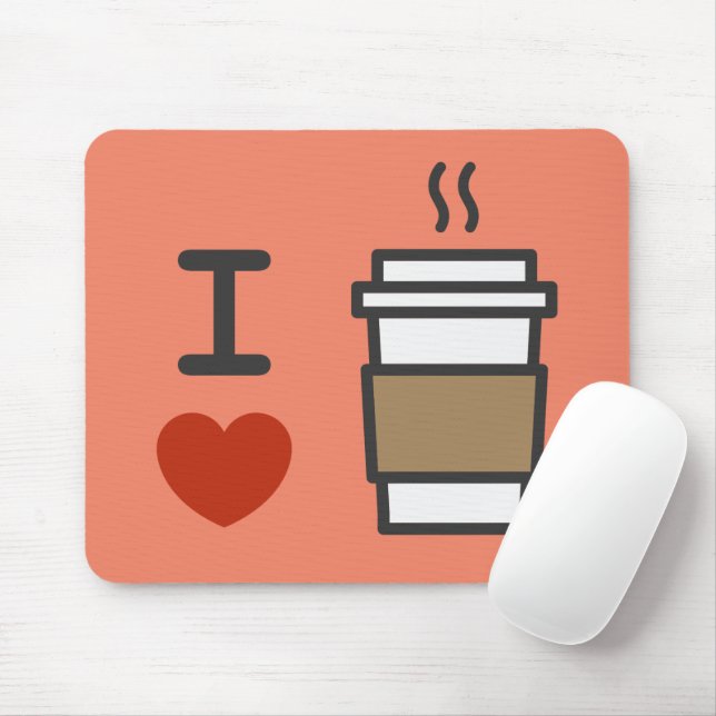 I Love Coffee Mouse Mat (With Mouse)