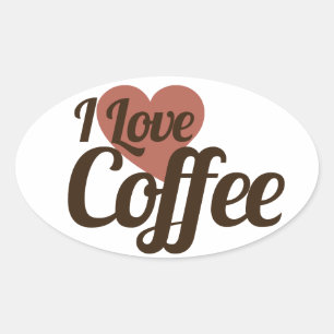 I Love Coffee Oval Sticker