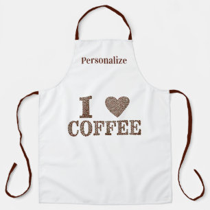 I Love Coffee Quote Coffee Beans Personalised Apron