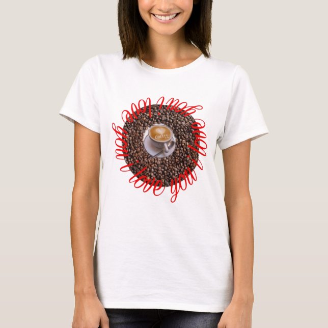  I Love Coffee red brown T-Shirt (Front)