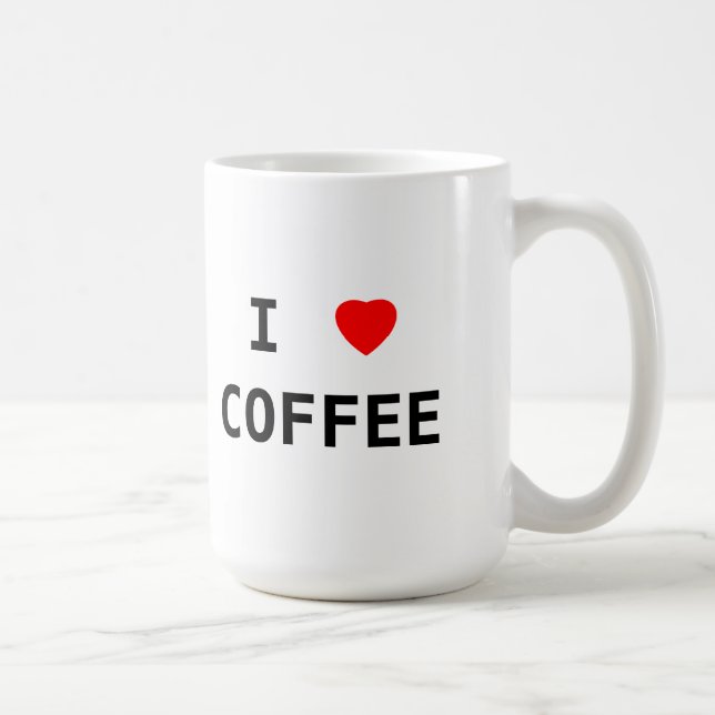 I Love Coffee Red Heart Text Coffee Fan Gift Coffee Mug (Right)