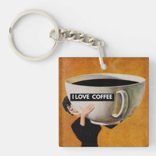 I love coffee retro   key ring