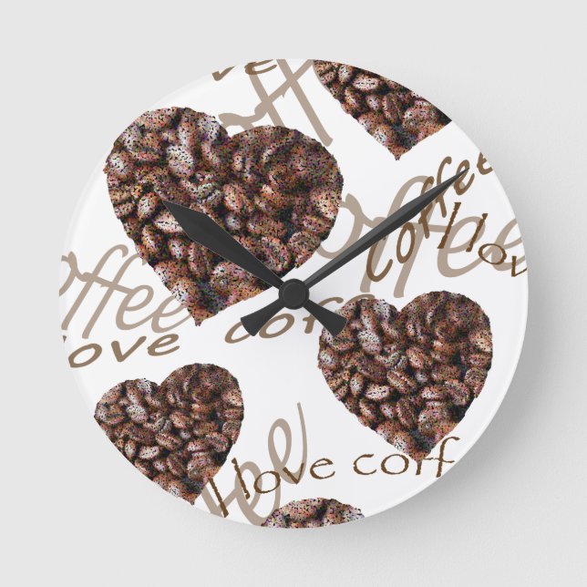 "I Love Coffee!" Round Clock (Front)