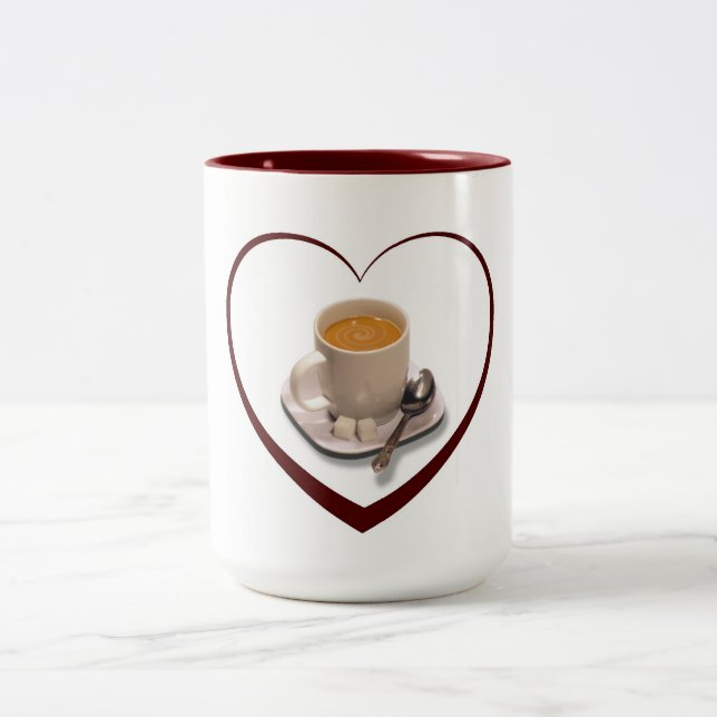 I Love Coffee Two-Tone Coffee Mug (Center)