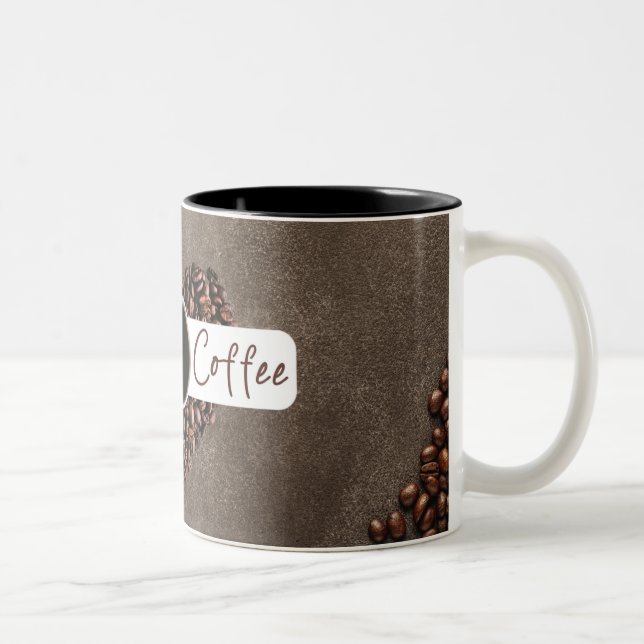 "I Love Coffee" With Coffee Beans Heart Mug  (Right)