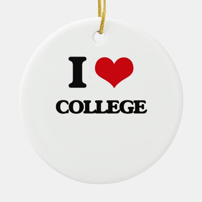 I Love College Ceramic Tree Decoration (Front)