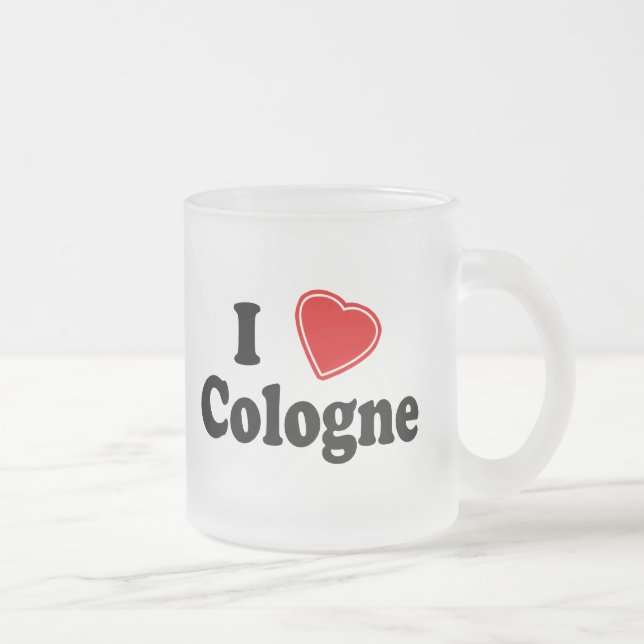 I Love Cologne Frosted Glass Coffee Mug (Right)