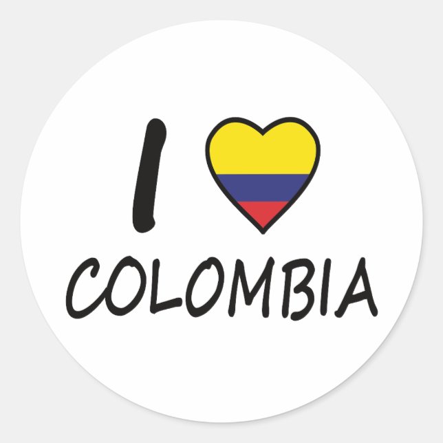 I love Colombia Colombian Flag Classic Round Sticker (Front)