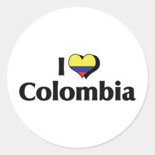I Love Colombia Flag Classic Round Sticker