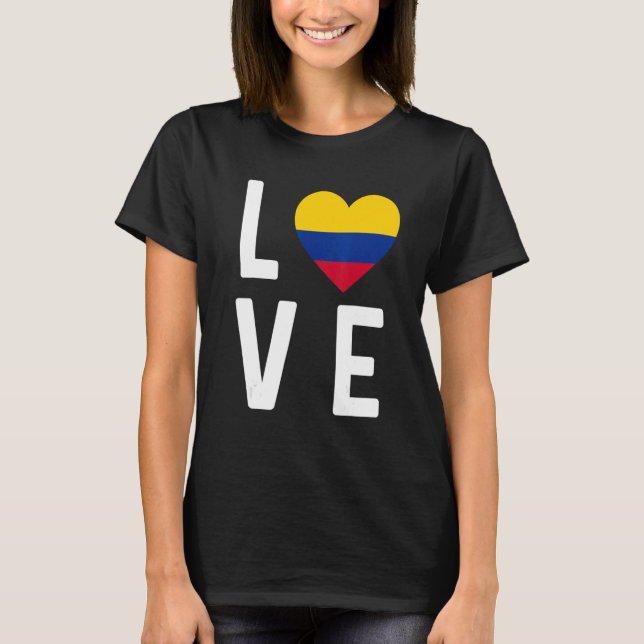 I Love Colombia Flag Map Colombian Pride Souvenir  T-Shirt (Front)