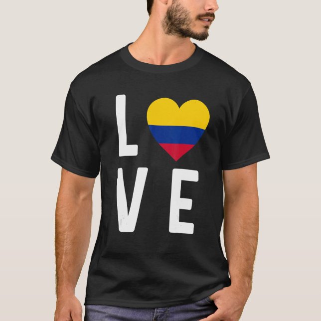 I Love Colombia Flag Map Colombian Pride Souvenir  T-Shirt (Front)