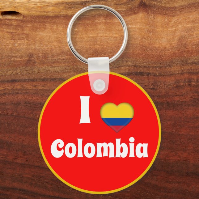 I love Colombia & Heart - country, travel / sports Key Ring (Front)