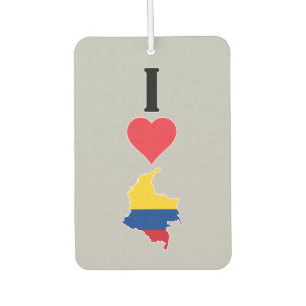 I Love Colombia Vertical I Heart Country Flag Map Car Air Freshener