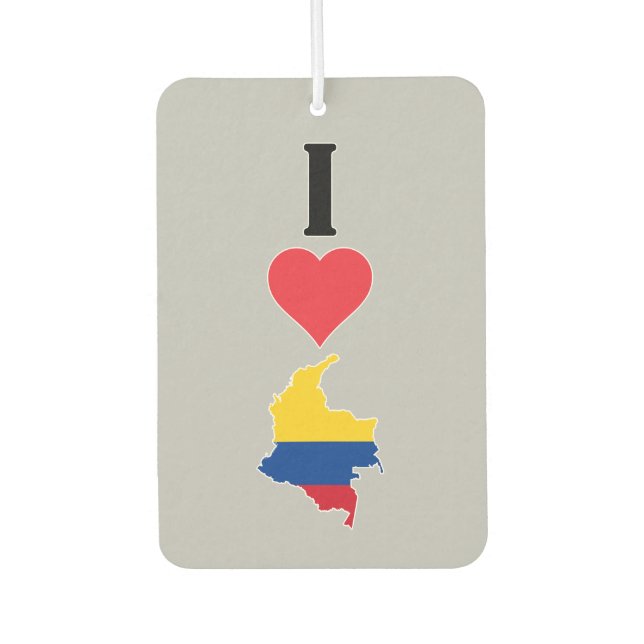 I Love Colombia Vertical I Heart Country Flag Map Car Air Freshener (Front)