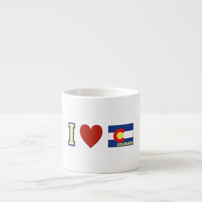 I Love Colorado Heart and Map Shaped State Flag Espresso Cup (Front)