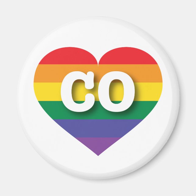 I Love Colorado Rainbow Heart Magnet (Front)