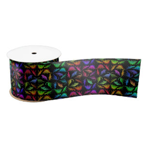 I Love Colourful Dinosaurs Dark Ribbon Satin Ribbon