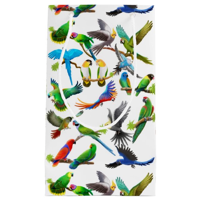 I Love Colourful Parrots Gift Bag (Front)
