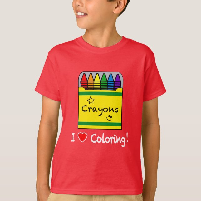I Love Colouring with Crayons T-Shirt (Front)