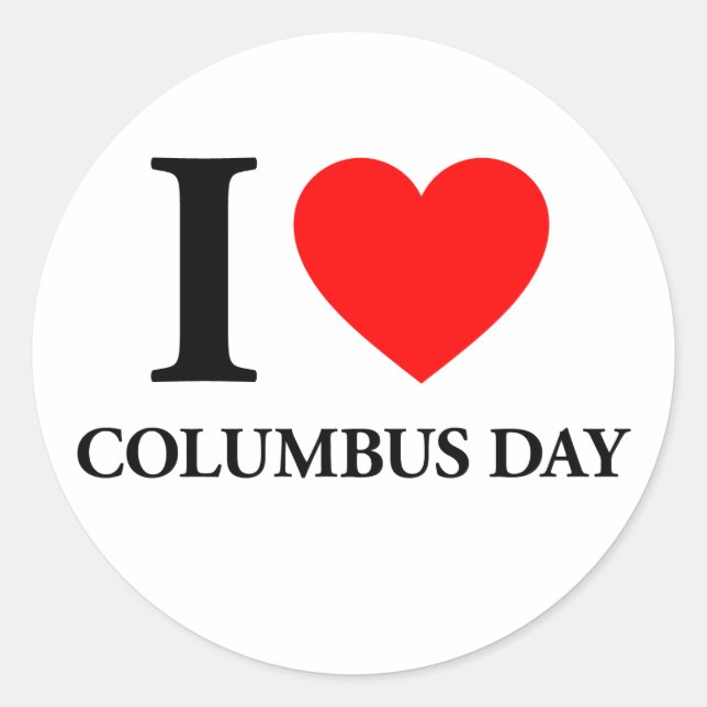 I Love Columbus Day Classic Round Sticker (Front)