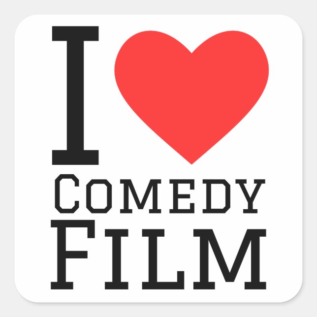 I love comedy film square sticker (Front)