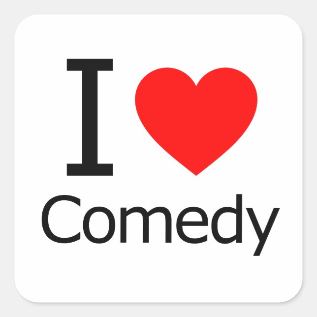 I Love Comedy Square Sticker (Front)