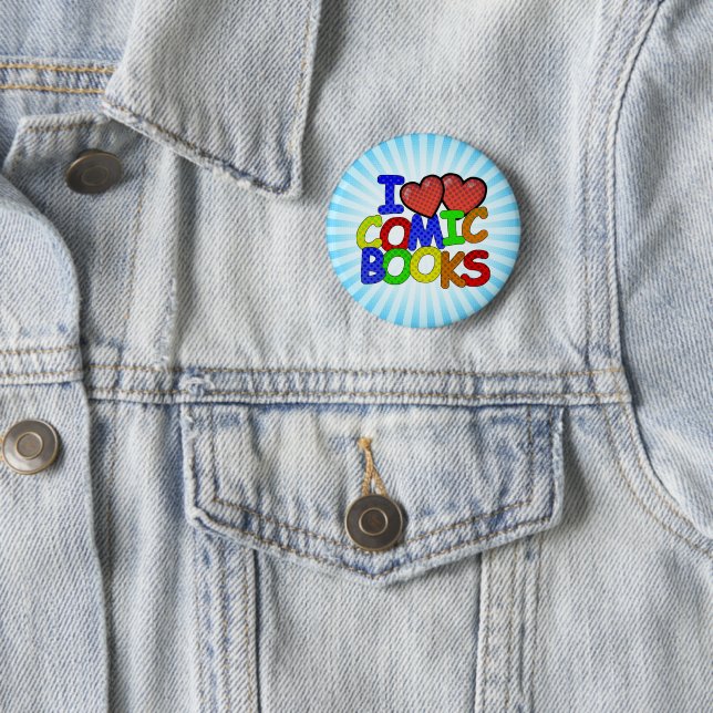 I Love Comic Books 6 Cm Round Badge (In Situ)