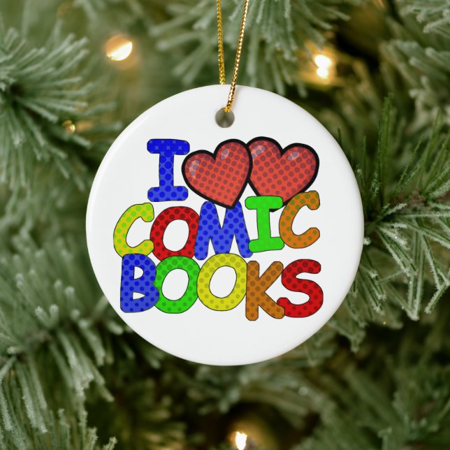 I Love Comic Books Ceramic Tree Decoration (Tree)