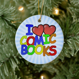 I Love Comic Books Ceramic Tree Decoration