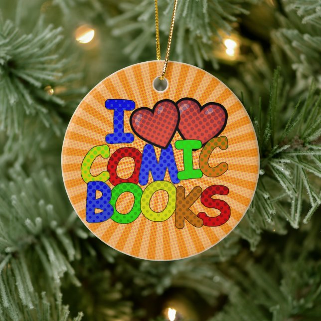 I Love Comic Books Ceramic Tree Decoration (Tree)
