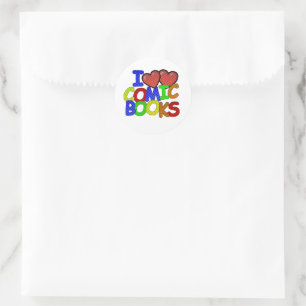 I Love Comic Books Classic Round Sticker