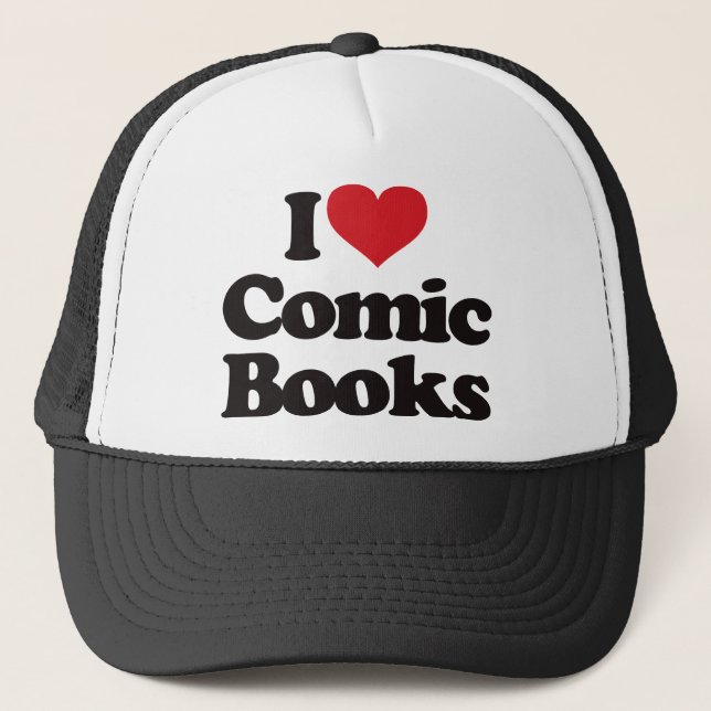 I Love Comic Books Trucker Hat (Front)