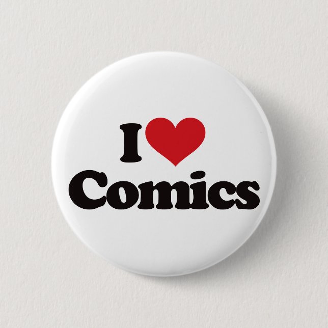 I Love Comics 6 Cm Round Badge (Front)