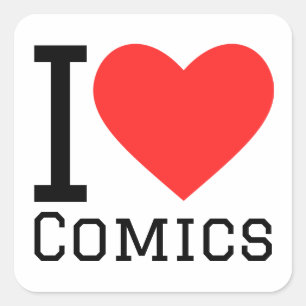 I love comics square sticker