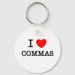 I Love Commas Key Ring