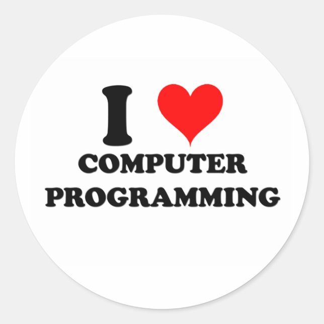 I Love Computer Programming Classic Round Sticker (Front)