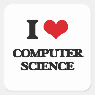 I Love Computer Science Square Sticker