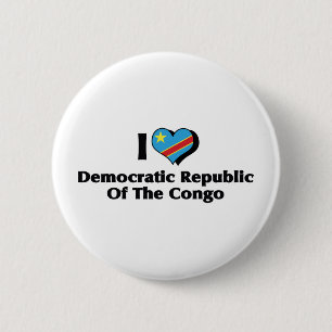 I Love Congo Democratic Republic Flag 6 Cm Round Badge