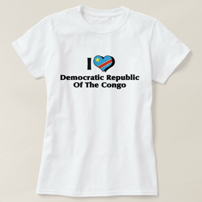I Love Congo Democratic Republic Flag T-Shirt (Design Front)