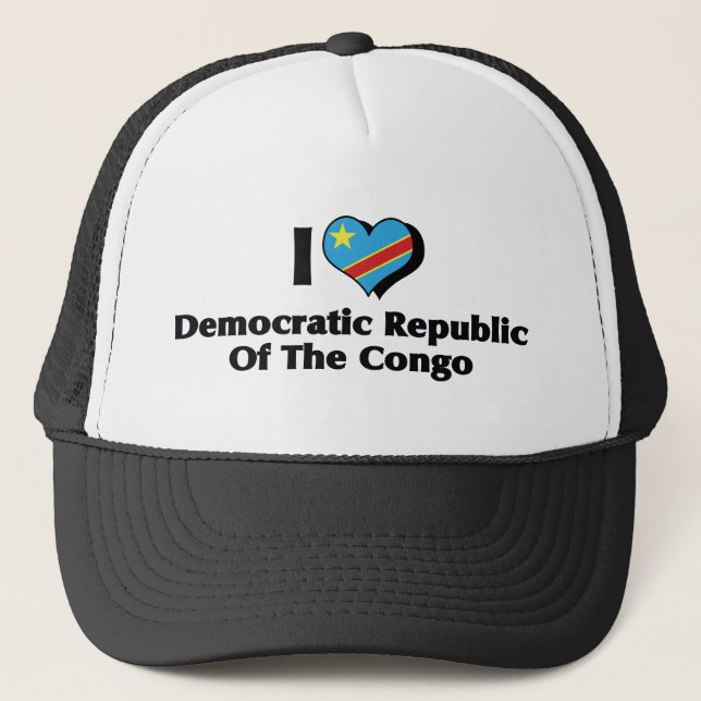 I Love Congo Democratic Republic Flag Trucker Hat (Front)