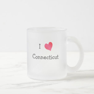 I Love Connecticut Frosted Glass Coffee Mug
