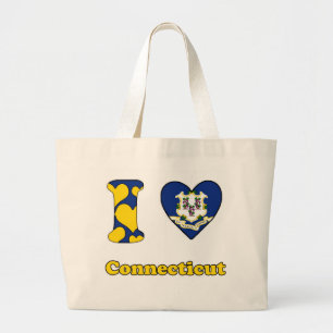 I love Connecticut Large Tote Bag