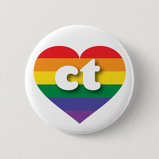 I Love Connecticut Rainbow Heart 6 Cm Round Badge (Front)