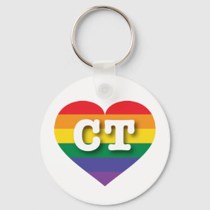 I Love Connecticut Rainbow Heart Key Ring