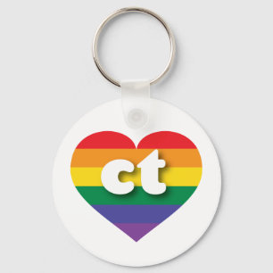 I Love Connecticut Rainbow Heart Key Ring