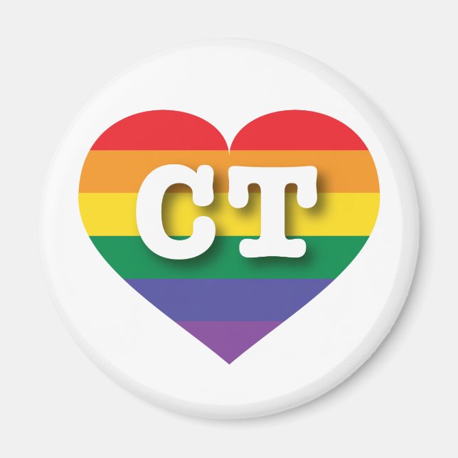I Love Connecticut Rainbow Heart Magnet (Front)