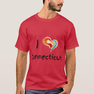 I Love Connecticut with a Colourful Swirling Heart T-Shirt